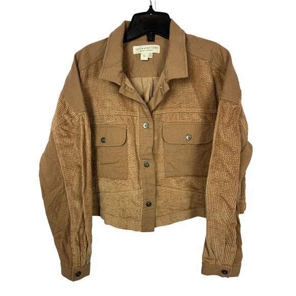 saltwater LUXE Jackets & Blazers - Brown Corduroy Cropped Jacket Saltwater Luxe Sand Western Boho Utility Small